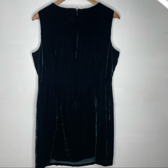 PETITE SOPHISTICATE Dark Green Velvet & Silk Sheath Dress Size 14 - Picture 5 of 7